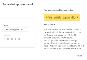 Google Authenticator app password