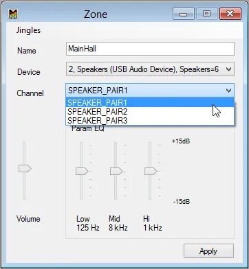Zone-Stereo Channels