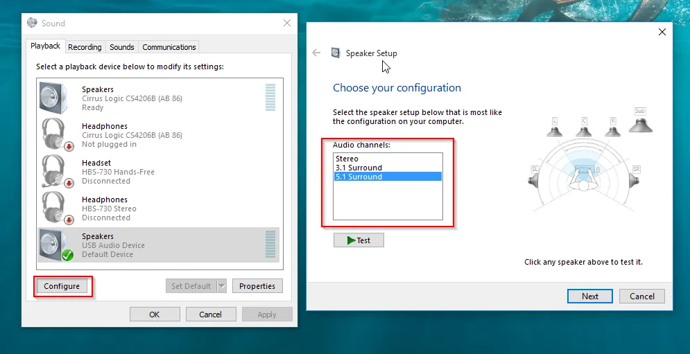 Configuring Sound Speakers