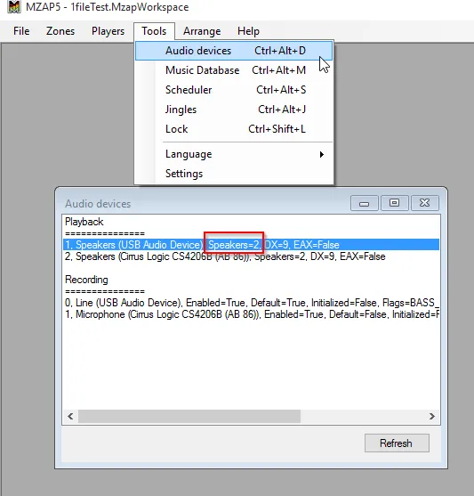 Audio Devices Window