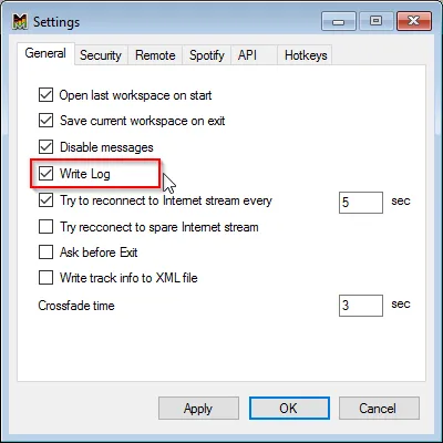 Enable Write Log