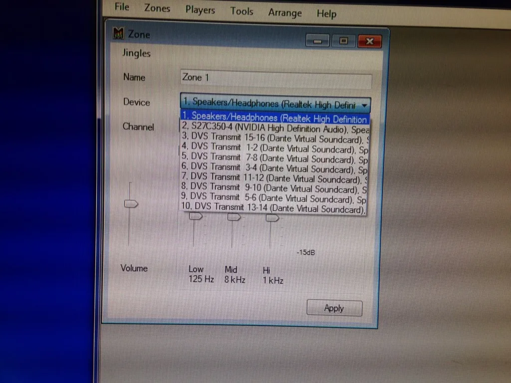 Multi Room Audio Player Zoneneinstellungen