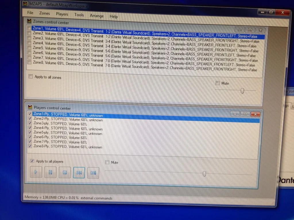 Multi Room Audio Player Zonen-Kontrollzentrum