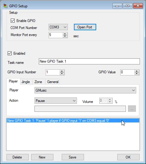 Create GPIO task