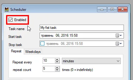 Disable task