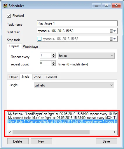 List of Tasks