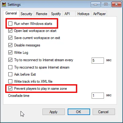 Multi Room Audio System settings