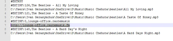 M3U-Playlist mit einem Radiosender