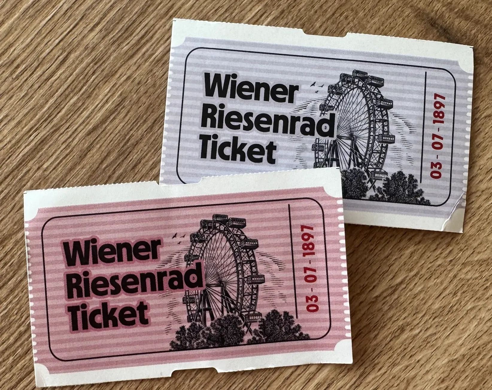 Two Wiener Riesenrad tickets
